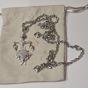 KENDRA SCOTT Cass Silver Large Long Pendant Statement‎ Necklace Bracelet New